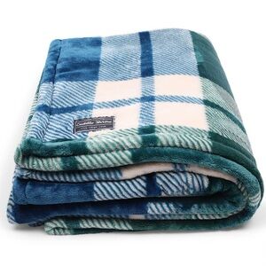 Lug Cuddle Throw Blanket - Flannel Plaid Navy (Blue Green Cream)